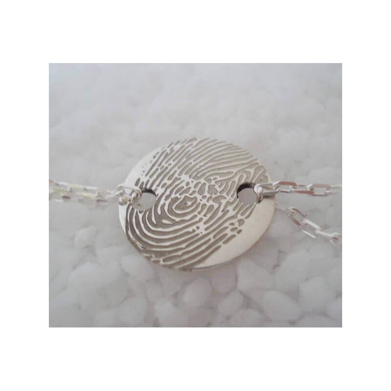  Les Empreintes : Bracelet Pastille En Argent Sur Double Chaîne Personnalisable