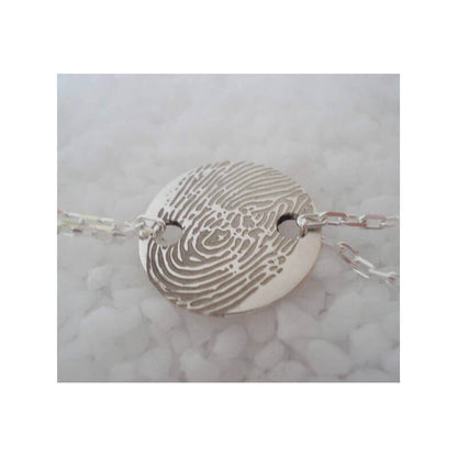  Les Empreintes : Bracelet Pastille En Argent Sur Double Chaîne Personnalisable