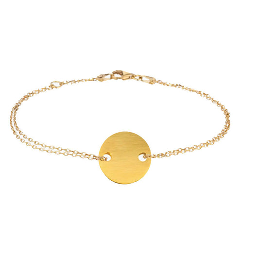  Les Empreintes : Bracelet Pastille En Or Sur Double Chaîne Personnalisable