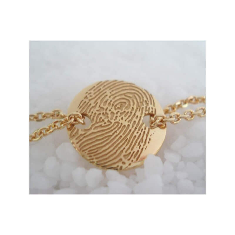  Les Empreintes : Bracelet Pastille En Or Sur Double Chaîne Personnalisable
