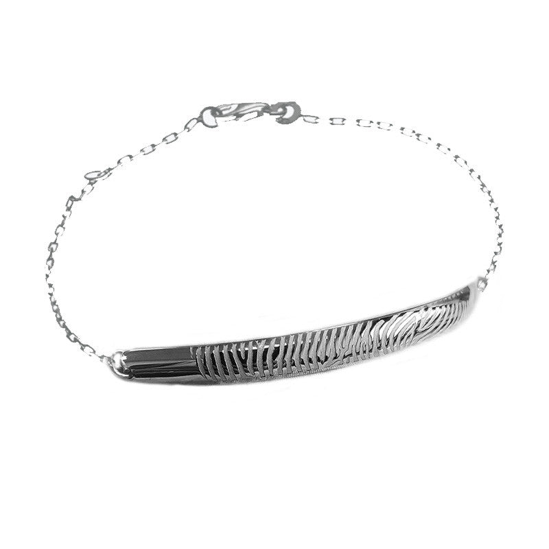  Les Empreintes : Bracelet Demi Jonc En Argent Sur Chaîne Personnalisable