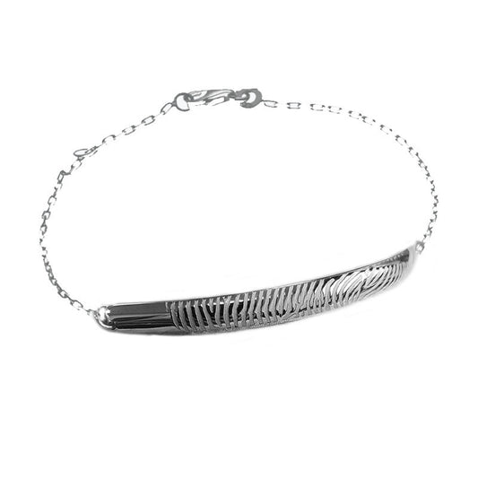  Les Empreintes : Bracelet Demi Jonc En Argent Sur Chaîne Personnalisable