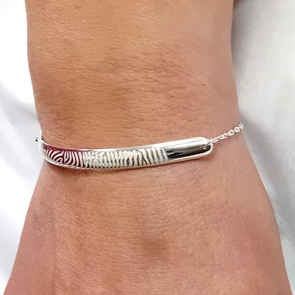  Les Empreintes : Bracelet Demi Jonc En Argent Sur Chaîne Personnalisable