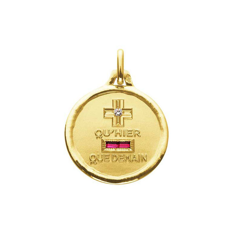  Médaille D'Amour L'Intemporelle Or Jaune Diamant Et Rubis - Augis
