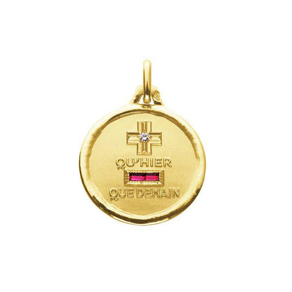  Médaille D'Amour L'Intemporelle Or Jaune Diamant Et Rubis - Augis
