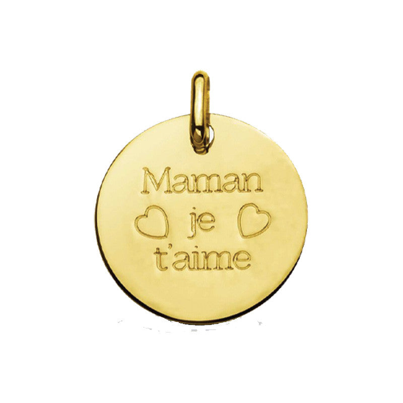  Médaille Gravée Maman Je T'aime Or Jaune - Augis