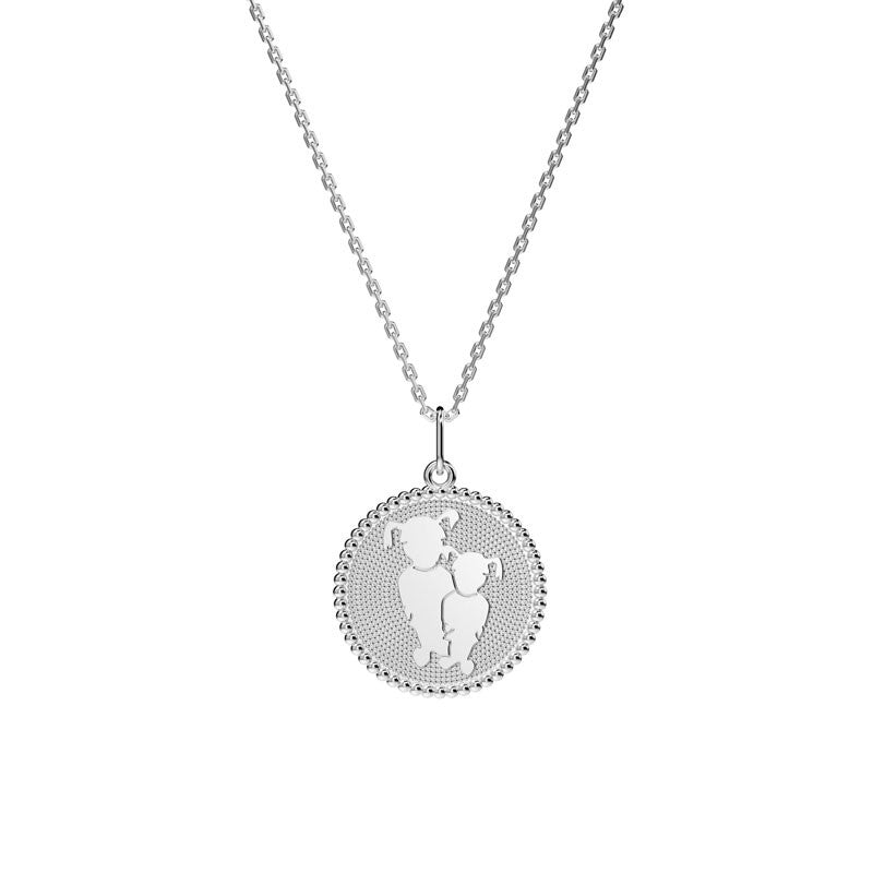  Médaille Perlée 2 Enfants Argent - Lafami