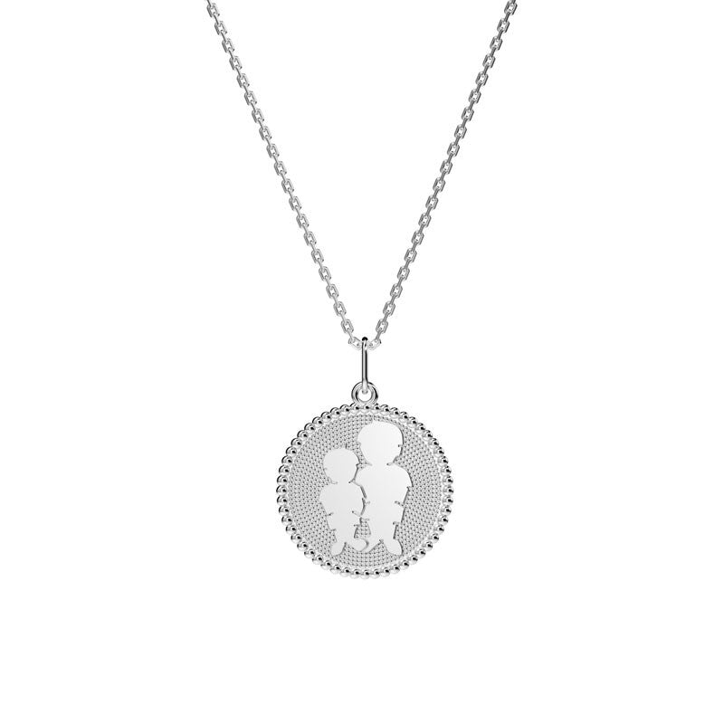  Médaille Perlée 2 Enfants Argent - Lafami