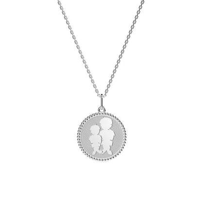  Médaille Perlée 2 Enfants Argent - Lafami