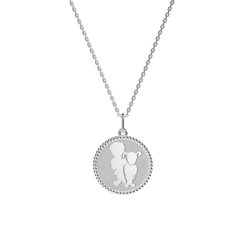  Médaille Perlée 2 Enfants Argent - Lafami