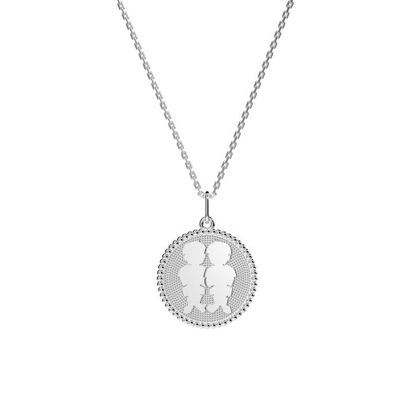  Médaille Perlée 2 Enfants Argent - Lafami