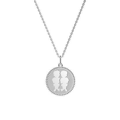  Médaille Perlée 2 Enfants Argent - Lafami