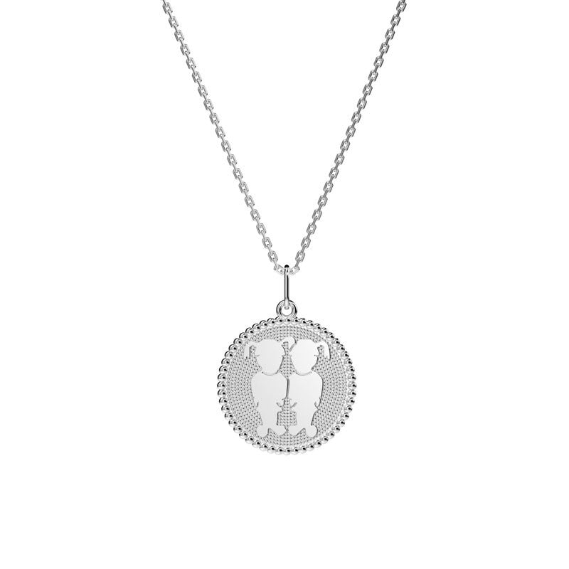  Médaille Perlée 2 Enfants Argent - Lafami