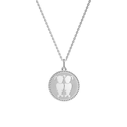  Médaille Perlée 2 Enfants Argent - Lafami