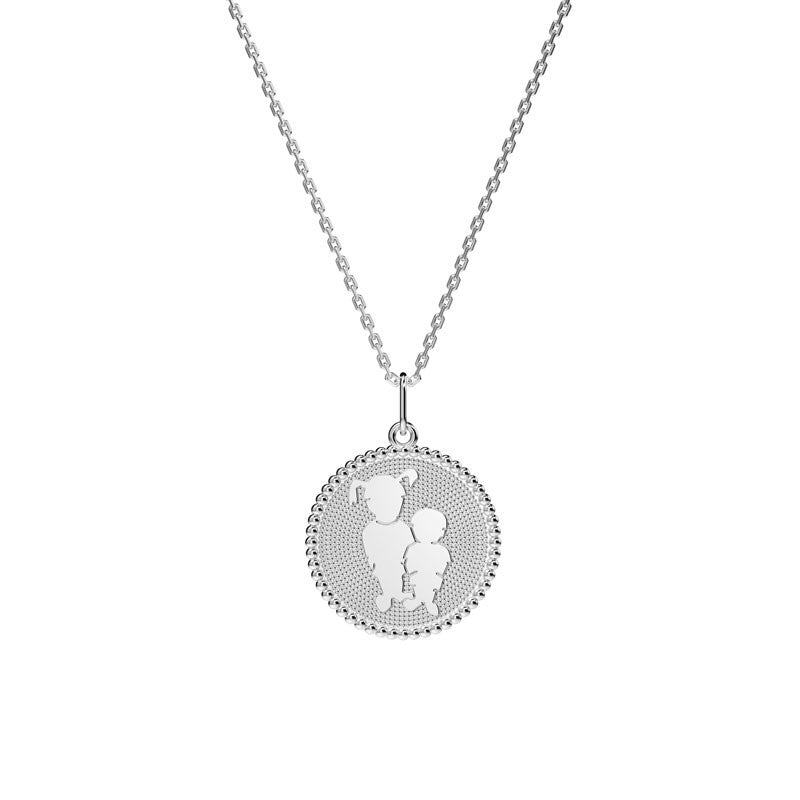  Médaille Perlée 2 Enfants Argent - Lafami