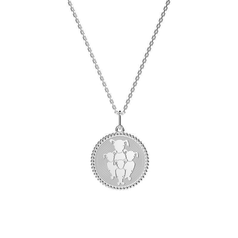  Médaille Perlée 4 Enfants Argent - Lafami