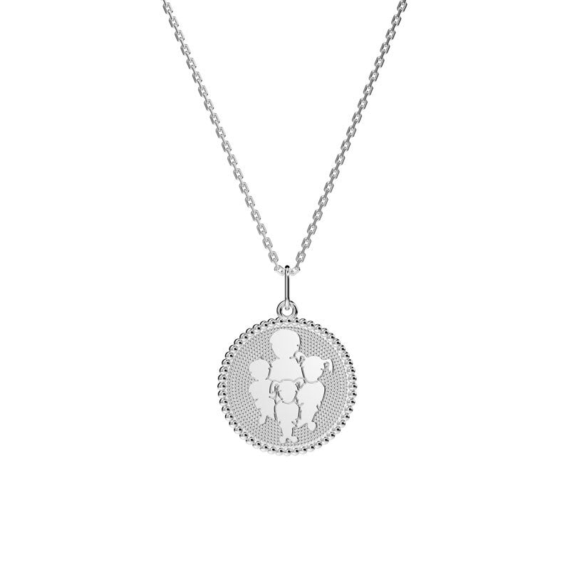  Médaille Perlée 4 Enfants Argent - Lafami