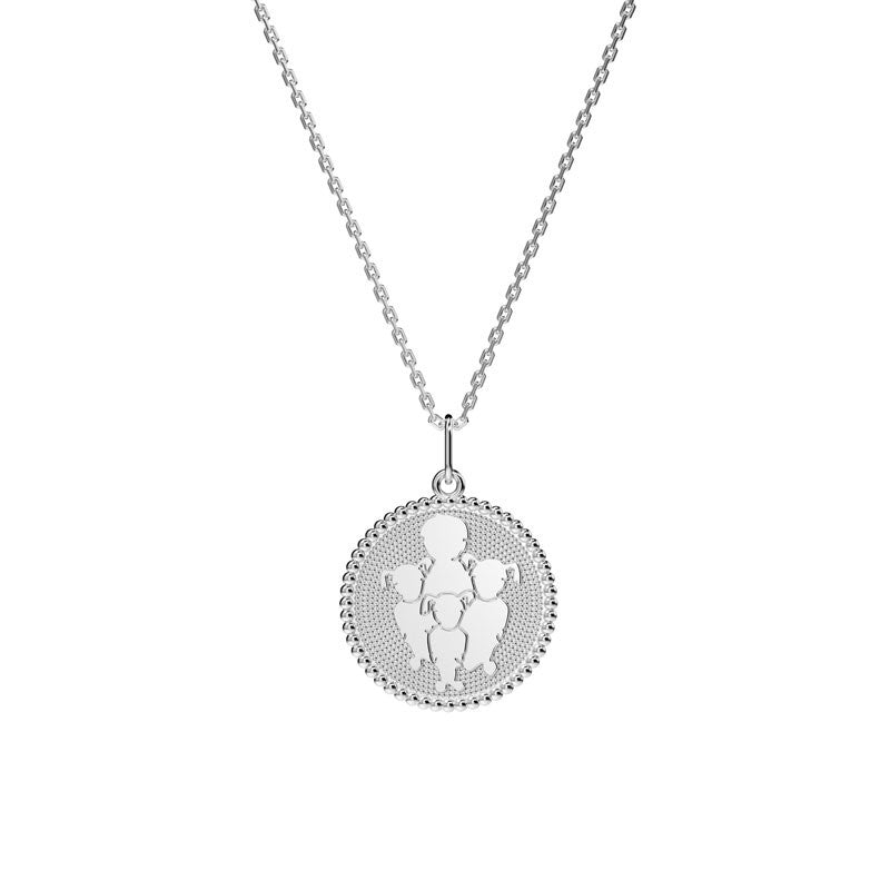  Médaille Perlée 4 Enfants Argent - Lafami