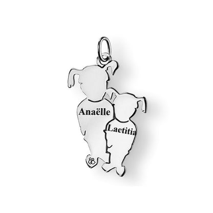  Pendentif 2 Enfants Argent - La Fa Mi