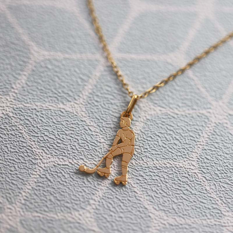  Pendentif Joueur De Hockey Or Jaune