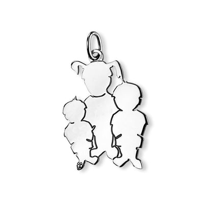  Pendentif Maman De 3 Enfants Argent - La Fa Mi