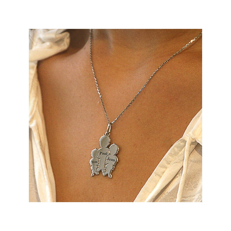  Pendentif Maman De 3 Enfants Argent - La Fa Mi