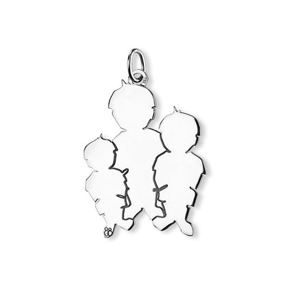  Pendentif Maman De 3 Enfants Argent - La Fa Mi