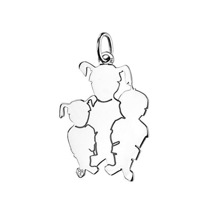  Pendentif Maman De 3 Enfants Argent - La Fa Mi