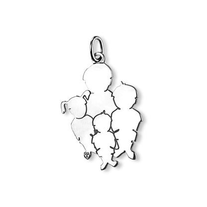  Pendentif Maman De 4 Enfants Argent - La Fa Mi