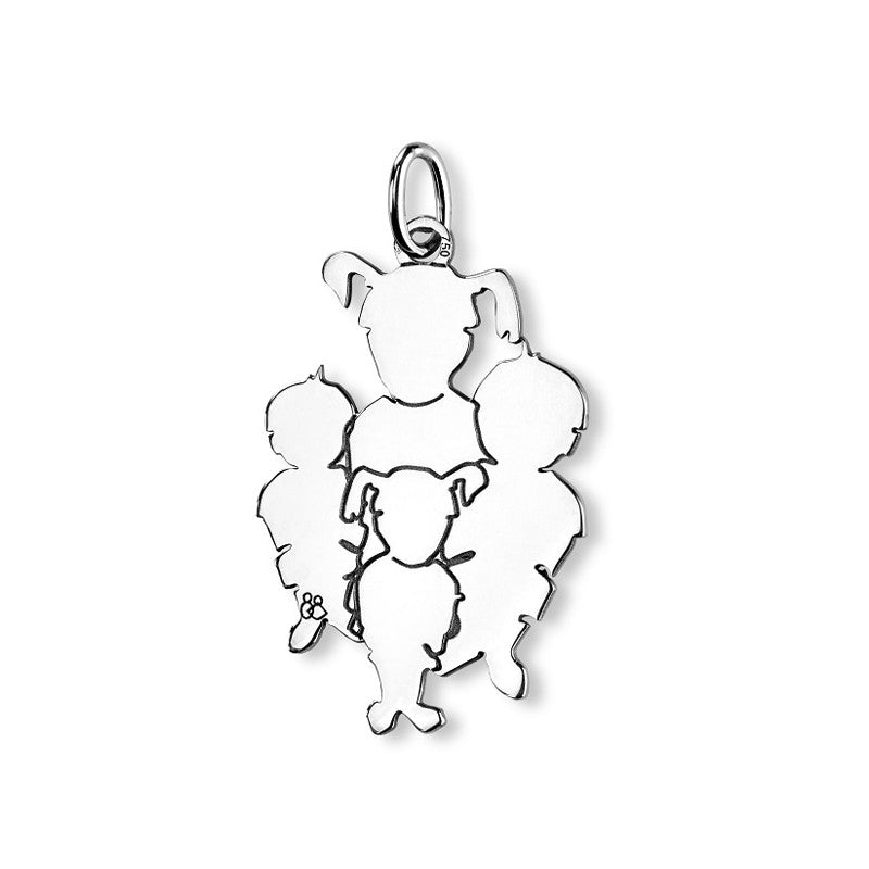  Pendentif Maman De 4 Enfants Argent - La Fa Mi