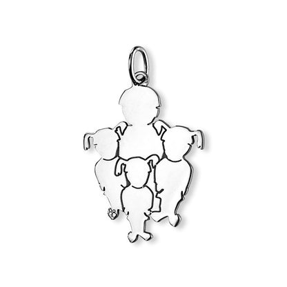  Pendentif Maman De 4 Enfants Argent - La Fa Mi