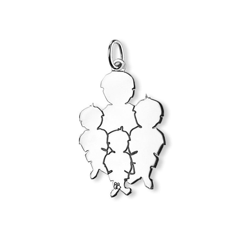  Pendentif Maman De 4 Enfants Argent - La Fa Mi