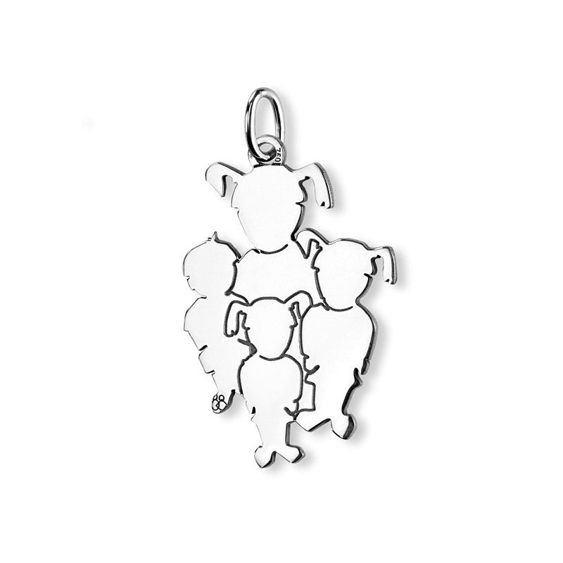  Pendentif Maman De 4 Enfants Argent - La Fa Mi