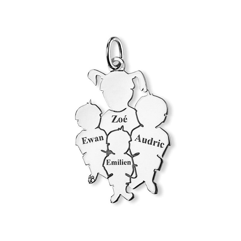  Pendentif Maman De 4 Enfants Argent - La Fa Mi