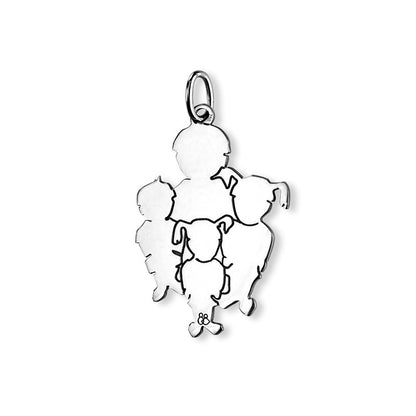  Pendentif Maman De 4 Enfants Argent - La Fa Mi