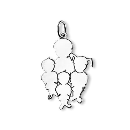  Pendentif Maman De 4 Enfants Argent - La Fa Mi