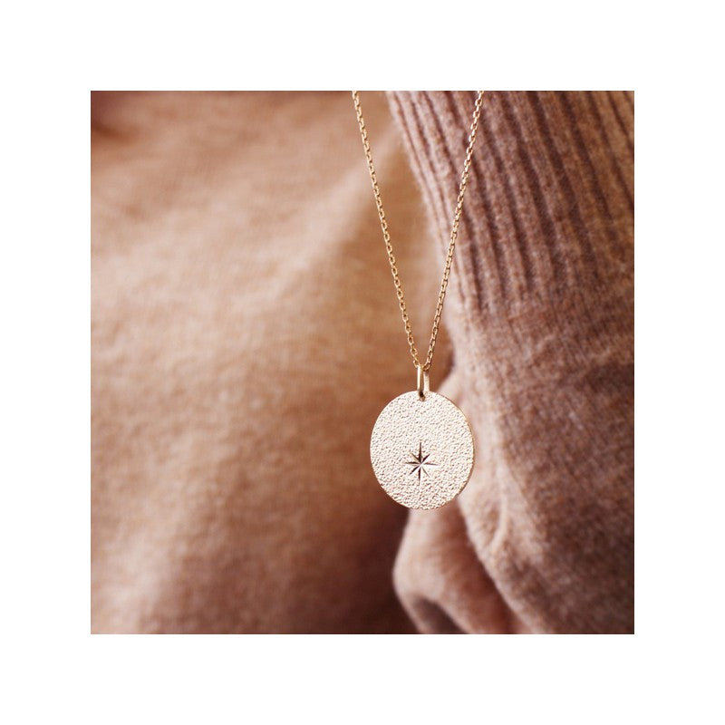  Pendentif Rose Des Vents Plaqué Or - Petits Trésors