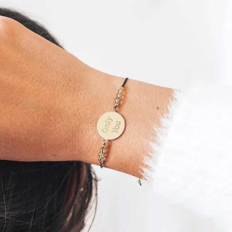  Petits Trésors : Bracelet Personnalisé Médaille Rainbow Plaqué Or