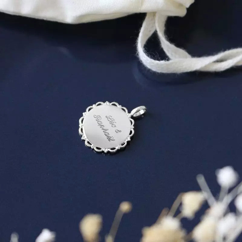  Petits Trésors : Médaille Dentelle à Personnaliser Argent