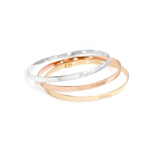  Trio De Bracelets Joncs Ruban à Graver